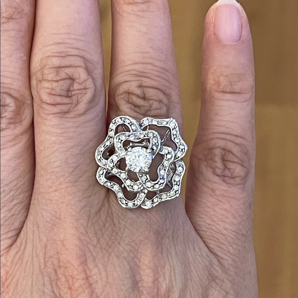1980s signed Nolan Miller diamanté rose ring